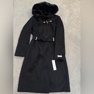 Calvin Klein Women's Black Trench Coat with Belt